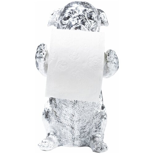 фото Kare design держатель для туалетной бумаги mops, коллекция "мопсы" 21*31*17, полирезин, серебряный