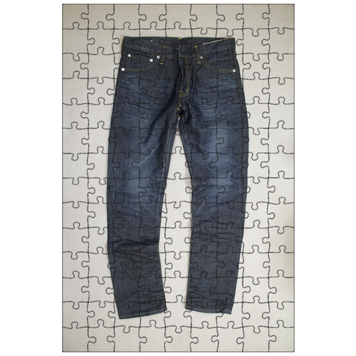 фото Магнитный пазл 27x18см."синие джинсы, мойка, джинсовая ткань" на холодильник lotsprints