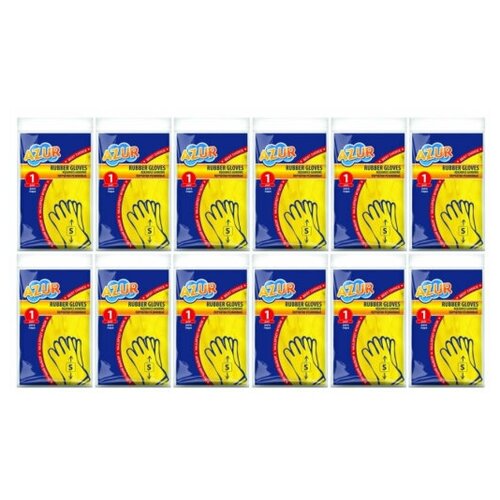 фото York перчатки резиновые центи, азур, размер s, 12 упаковок