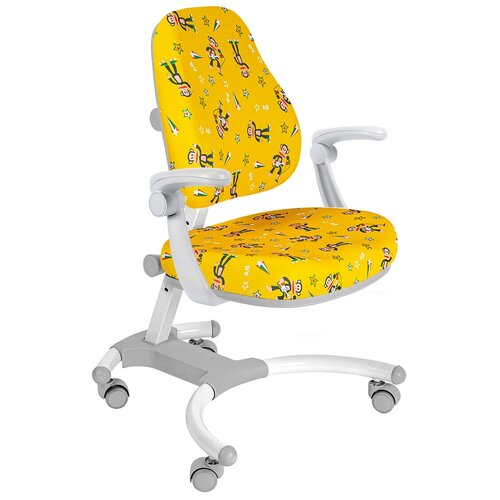 фото Детское кресло anatomica figra с подлокотниками желтый с обезьянками