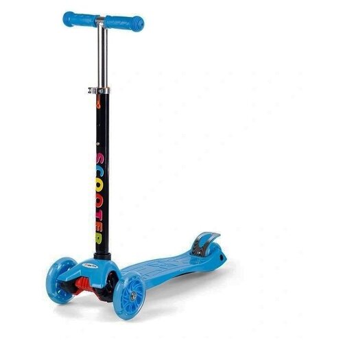фото Самокат детский трехколесный scooter со светящимися колесами 120 мм (синий)