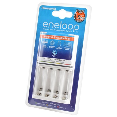 фото Зарядное устройство для аккумуляторов panasonic eneloop smart&quick charger white (bq-cc55e white)