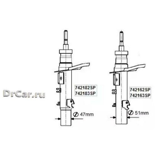 фото Monroe амортизатор подвески замена e7086 передн лев. citroen c3 picasso 09-\ peugeot 207 06-, 207 cc 07-, 207 sw 07-