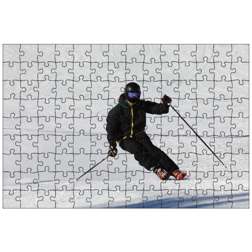 фото Магнитный пазл 27x18см."кататься на лыжах, горные лыжи, спорт" на холодильник lotsprints