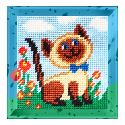 фото Набор для вышивания с пряжей bambini арт.x2036 кошка 15х15 см borovsky-sons