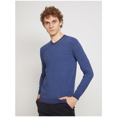 фото Трикотажный пуловер, цвет синий, размер l zolla