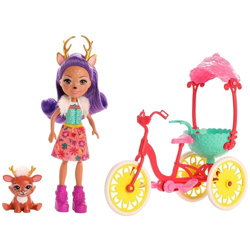 фото Enchantimals mattel игровой набор энчентималс - данесса дир на велосипеде (enchantimals bike buddies with danessa deer doll & sprint)