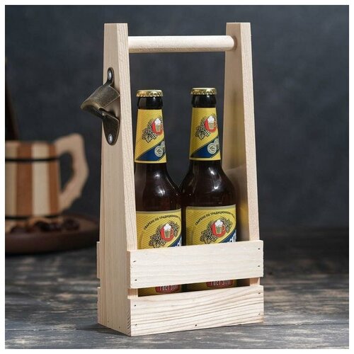 фото Ящик для пива 15,5х9х33см см под 2 бутылки, натуральный mikimarket