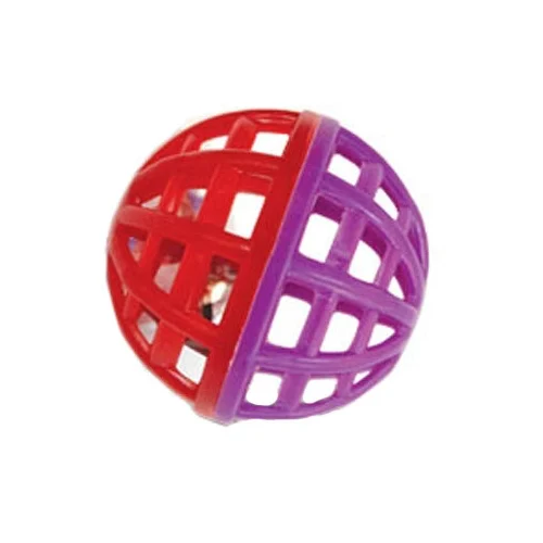 фото Игрушка 3826 для кошек - мяч-погремушка красно-фиолетовый (банка 40шт) triol
