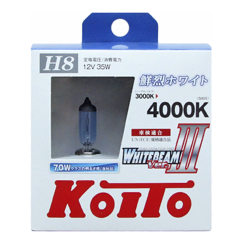 фото Лампа высокотемпературная koito whitebeam h8 12v 35w (70w) 4000k (комплект 2 шт.)