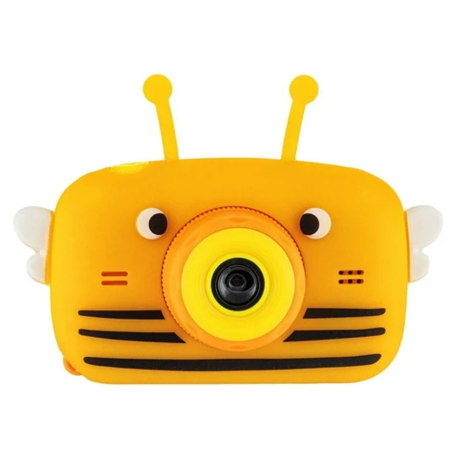 фото Цифровой детский фотоаппарат пчёлка с селфи- камерой / желтый children's fun camera