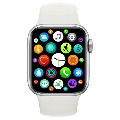 фото Умные часы karakatitsa smart watch m26+ / смарт-часы с полноразмерным hd экраном и активной боковой кнопкой / смарт вотч m26+, 44мм, silver aluminum