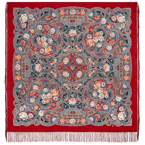 фото Шаль павловопосадская платочная мануфактура, шерсть, 146х146 см, мультиколор