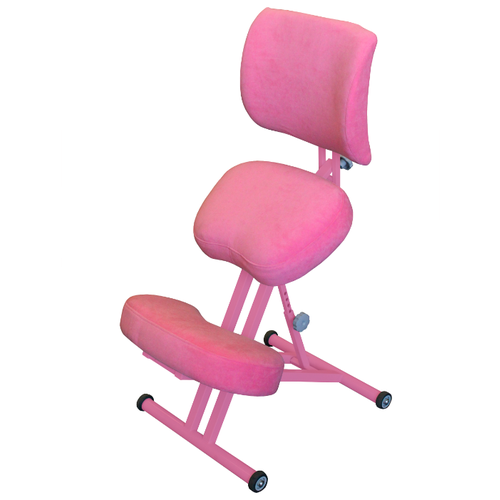фото Коленный стул олимп комфорт со спинкой розовый пони