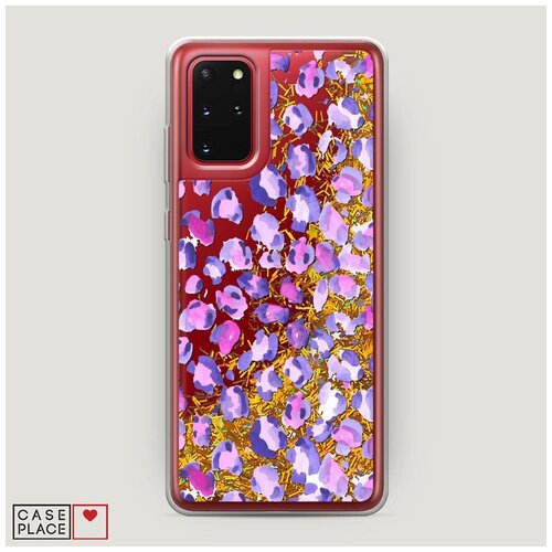 фото Чехол жидкий с блестками samsung galaxy s20 plus леопардовый принт акварель case place