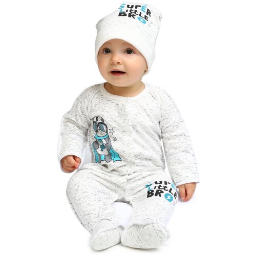 фото Комбинезон нательный для малыша babyglory "супергерои" швы наружу (футер с начесом) белый 18-56