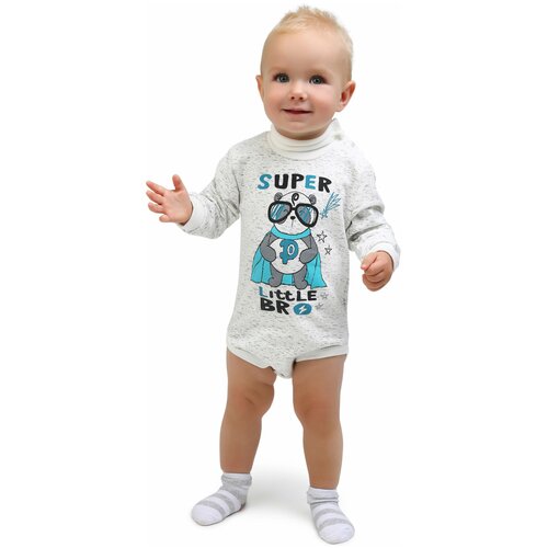 фото Боди - водолазка для малыша babyglory "супергерои" (футер с начесом) цвет: белый размер: 26-80