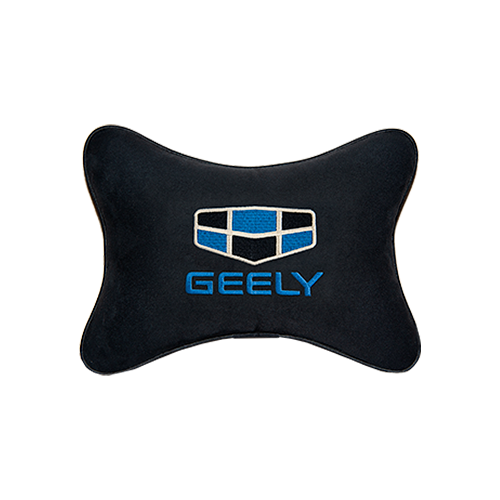 фото Подушка на подголовник алькантара black с логотипом автомобиля geely vital technologies