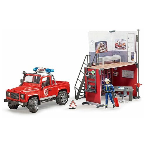 фото Bruder брудер набор пожарная станция с джипом и фигуркой 62-701 с 4 лет