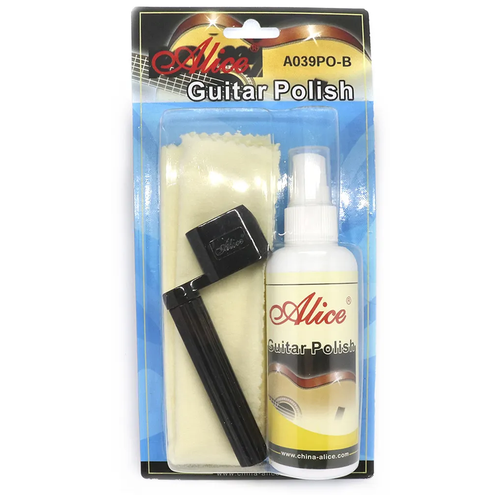 фото Полироль для гитары, салфетка и машинка для намотки струн (комплект) alice a039po-b