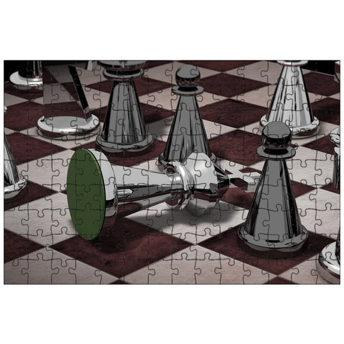 фото Магнитный пазл 27x18см."шах и мат, шахматы, персонажи" на холодильник lotsprints