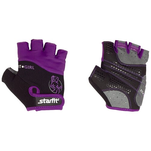 фото Перчатки для фитнеса su-113, черные/фиолетовые/серые, m, starfit