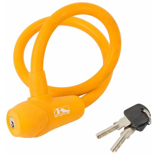 фото Велосипедный замок m-wave, тросовый, на ключ, 12 х 600 мм, оранжевый, 5-231047