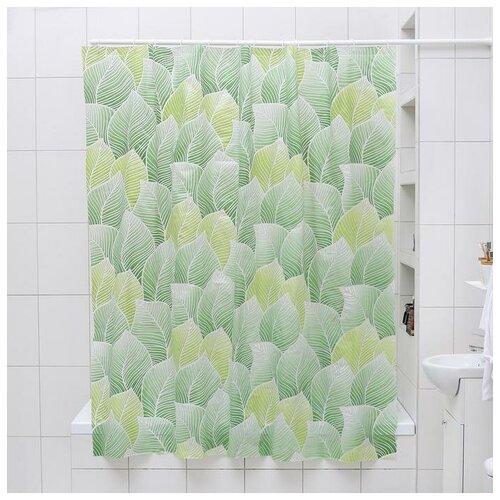 фото Штора для ванной комнаты "листья", 180x180 см, eva доляна