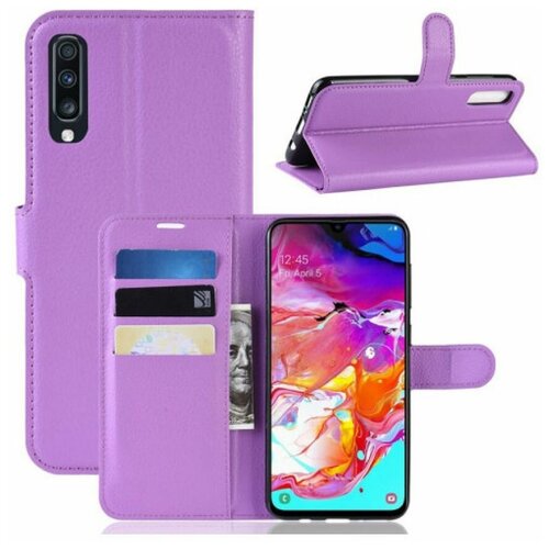 фото Brodef wallet чехол книжка кошелек для samsung galaxy a70 фиолетовый