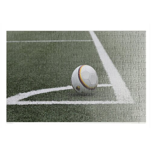 фото Пазлы coolpodarok футбол футбольный мяч газон угловой 26х38см 252 элемента