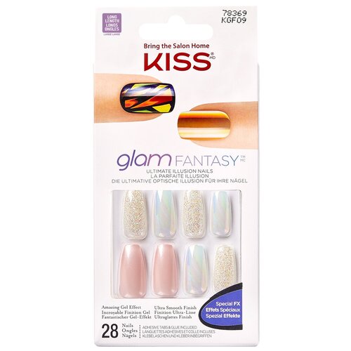 фото Kiss набор накладных ногтей с клеем "розовый кварц" короткой длины 28шт glam fantasy kgf09c