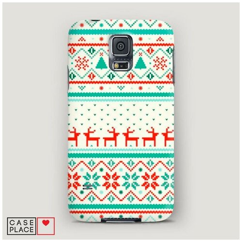 фото Чехол пластиковый samsung galaxy s5 кремовый свитер с оленями case place
