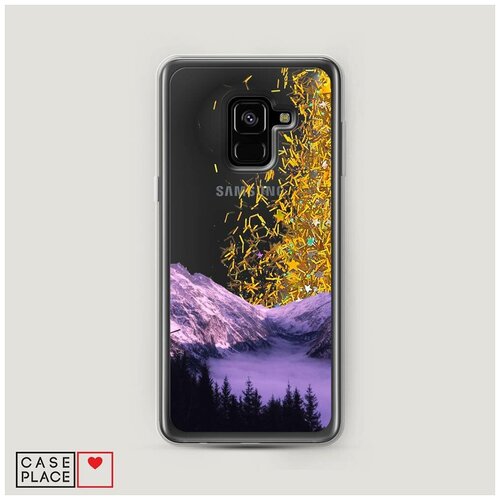 фото Чехол жидкий с блестками samsung galaxy a8 2018 горный туман case place