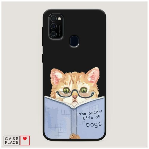 фото Чехол силиконовый матовый samsung galaxy m21 кот читает книгу case place