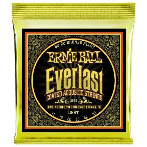 фото Ernie ball 2558 - струны для акустической гитары everlast 80/20 bronze light