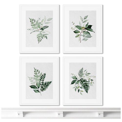 фото Набор из 4-х репродукций картин в раме floral set in pale shades, no2 размер картины: 42х52см картины в квартиру +