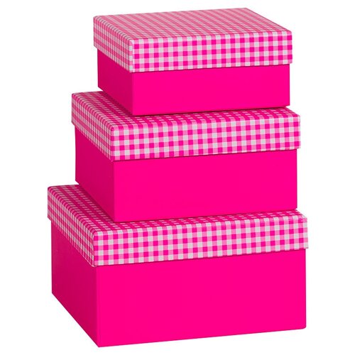 фото Набор коробок стильная клетка, розовый, 17*17*9 см, 3 шт. дон баллон