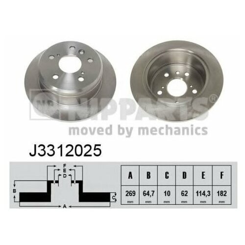 фото Тормозной диск nipparts j3312025 для toyota camry, windom