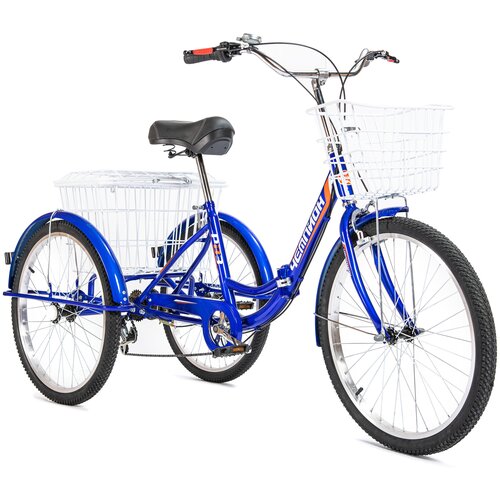 фото Трехколесный велосипед для взрослых складной чемпион 24" синий (требует финальной сборки) рвз
