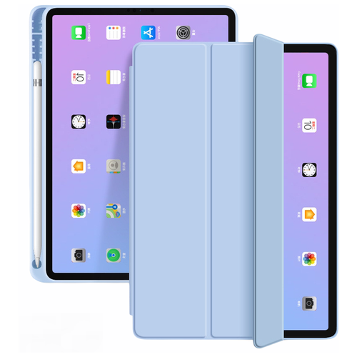 фото Чехол-обложка mypads для ipad air 4 (2020) 10.9 тонкий умный кожаный на пластиковой основе с трансформацией в подставку голубой