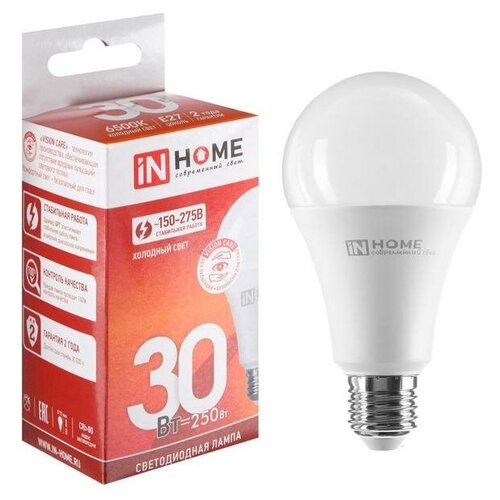 фото Лампа светодиодная in home led-a70-vc, е27, 30 вт, 230 в, 6500 к, 2700 лм mikimarket