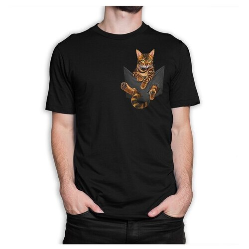 фото Футболка dream shirts кот в кармашке размер l, черный