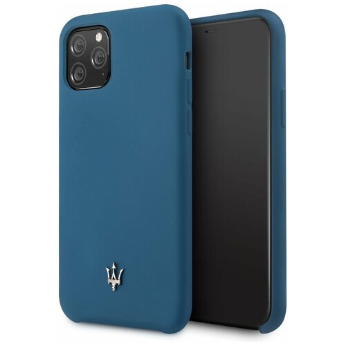 фото Силиконовый чехол-накладка для iphone 11 pro maserati silicone case hard, синий (magsihcn58na)