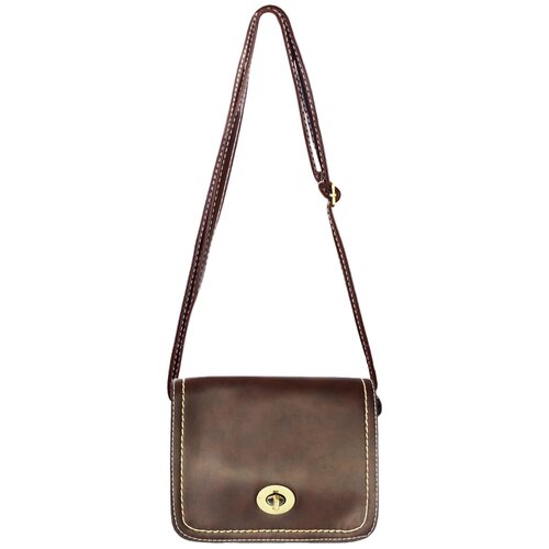 фото Женская кожаная сумка кросс- боди на плечо коричневая нет бренда