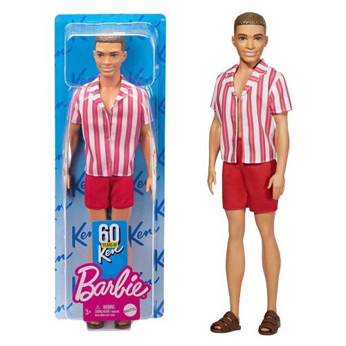 фото Кукла кен barbie 60th anniversary полосатая рубашка mattel