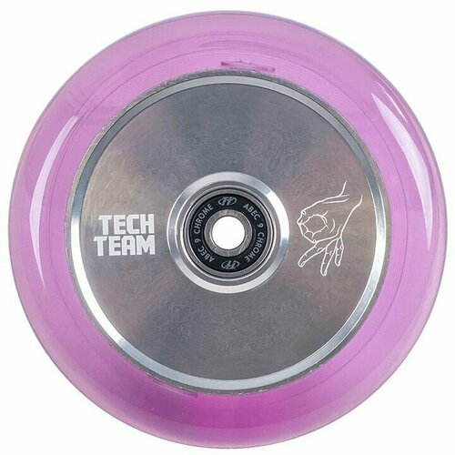 фото Колесо для самоката tech team 110мм th, transparent purple techteam