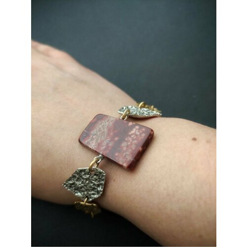 фото Женский браслет на руку цепочка из натуральных камней яшма myartofstones
