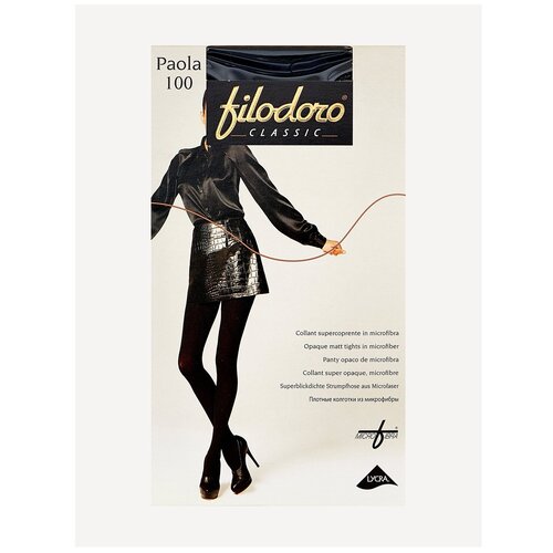 фото Колготки filodoro classic paola, 100 den, с ластовицей, матовые, размер 5, черный