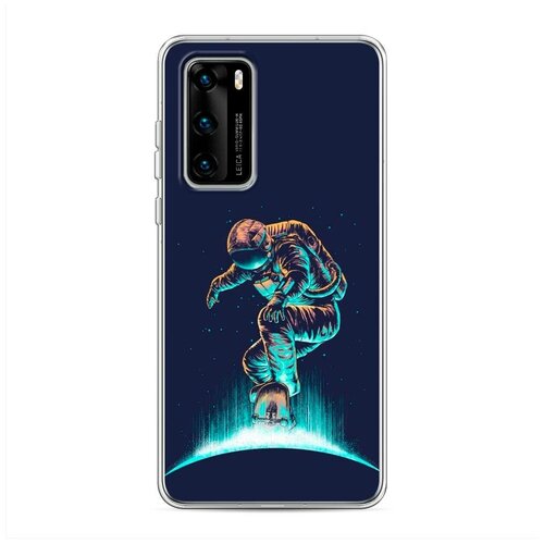 фото Силиконовый чехол "космонавт-скейтер" на huawei p40 / хуавей п40 case place