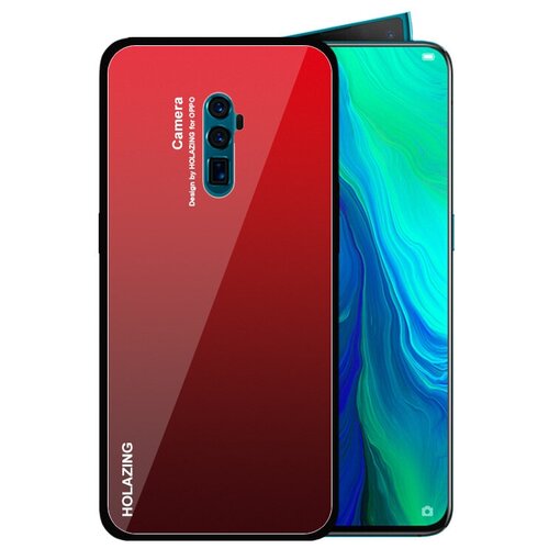 фото Чехол-бампер mypads для oppo reno 10x zoom стеклянный из закаленного стекла с эффектом градиент зеркальный блестящий переливающийся красный